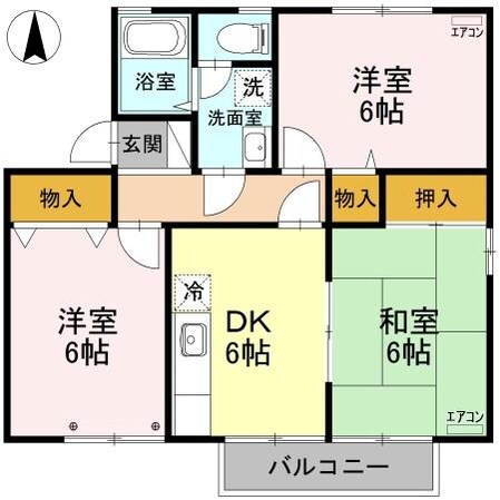 ヒルズ城西 A/B棟（深谷市原郷）101008966の物件間取画像